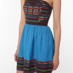 UO Silence + Noise Strapless Tribal Boho Dress S